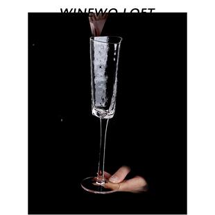 迷雾的 高脚锤纹角香槟CX283杯杯水晶玻璃中古子三鸡尾酒杯家用in