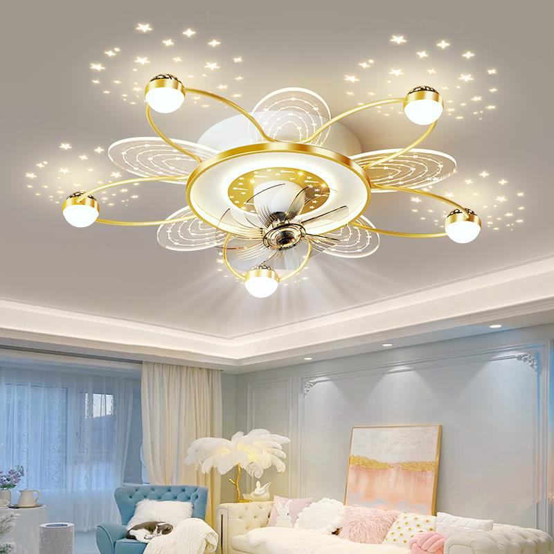 客厅风大扇现代简约气广东山灯CMU具202灯5新款卧室吸顶灯中梅花