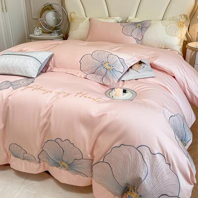 高端轻奢风80支长绒棉全婚四件套棉床庆单被套结婚陪嫁床14813\/2