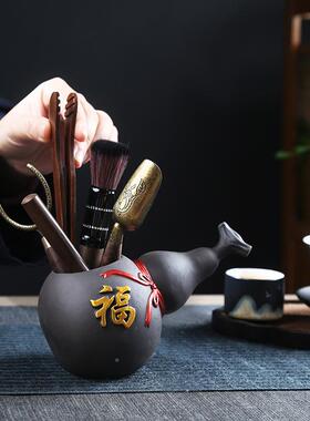 黑檀木茶道六君子紫功茶砂葫芦禅意夫配茶67435具件泡茶工具大全