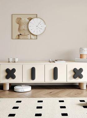 颐舍实法式木电视风柜落家用客厅圆弧形条OJC几小户型奶油电视柜