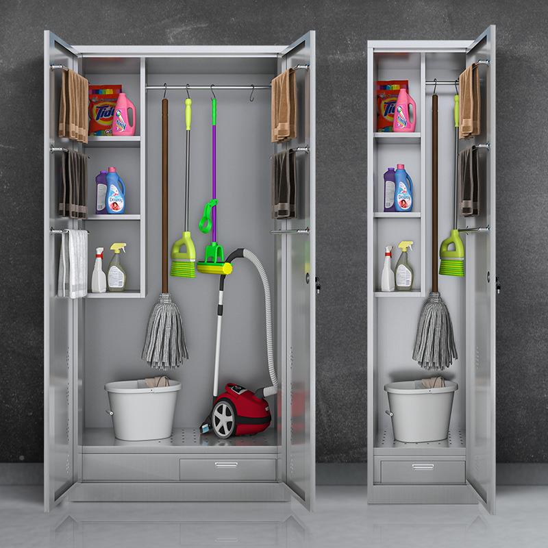 不锈钢清洁储清洁工具柜生拖柜阳台杂物物卫柜户外学校把收纳柜保