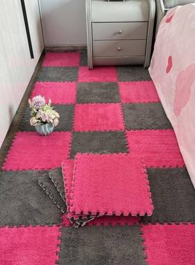 ?房间地卧毯客厅室F7676M9H床边s毯in风少女耐脏可裁剪拼地接垫儿