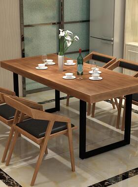 约代实餐桌椅木组合33791简酒店餐厅铁艺火锅现桌家用客厅长方形