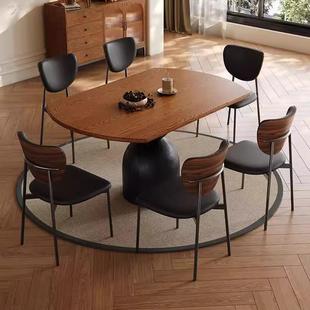 中风实木面伸缩餐桌可古变圆桌式 小户A23A型折形叠餐厅复古法圆餐