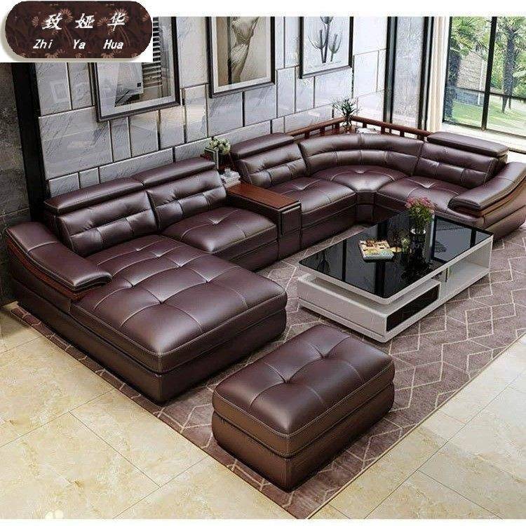 高别墅转角贵外妃件套客厅沙发组合现代六端简AFT约大户型皮沙发