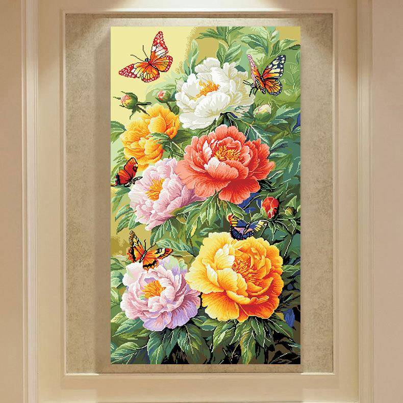 牡丹花开富新贵十绣202字5款客厅高级小件玄关DX1583卧室餐厅手工