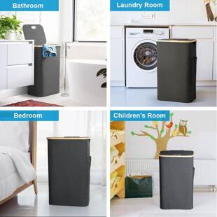 脏衣篮竹手提带盖收纳981篮简木约布浴室家用竹洗衣篮脏衣篓收纳