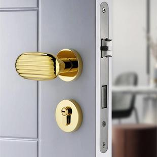 分门锁室内卧室静音房门锁北门欧轻奢金色门把吸手020含锁磁木体