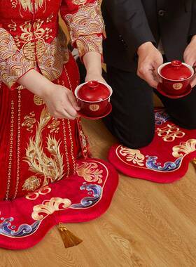 庆婚跪垫新郎娘婚礼改口10104067敬茶喜垫婚新人磕头拜天结地坐新