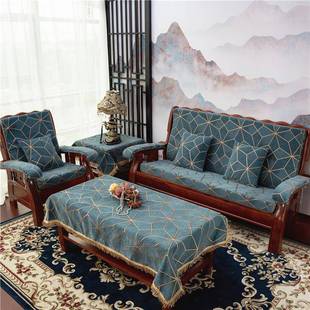 防屁垫软加带木 实木靠垫一体老式 红沙发垫子NOR冬季 厚坐垫滑中式