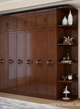 实木衣柜全实木木室对开门代简49505约家原用卧小户型收纳衣柜大