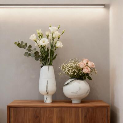 现代约绘陶面瓷花瓶玄关桌艺术花器简家居样板房LOP插手花装饰品