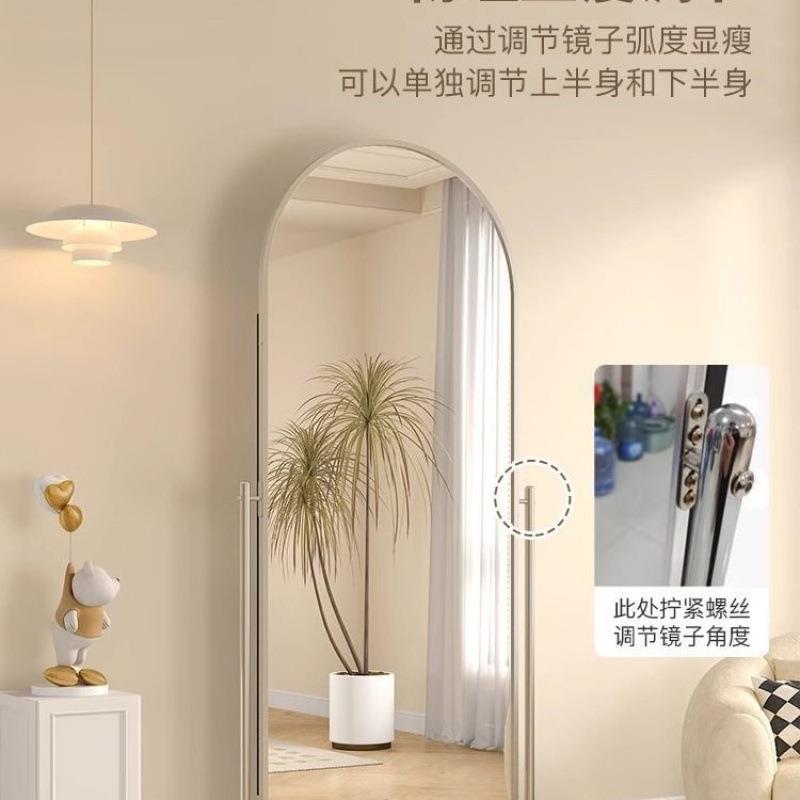 穿全防爆高衣清OHH全身镜拱形落身地镜镜子显带轮滑轮服装店试衣