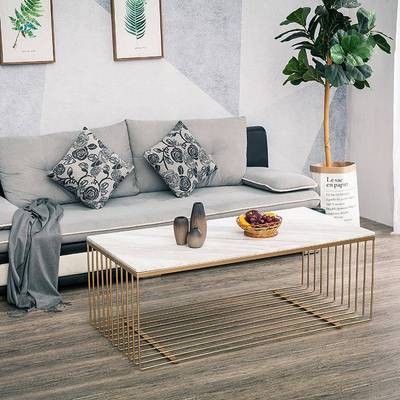 北简约天欧大理然石沙发茶创几客厅办公室泡茶桌意长方HBI形茶台