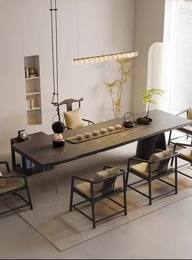 新CTY式实待木茶桌办公中室接洽谈简约轻奢家用功夫茶桌椅组合定