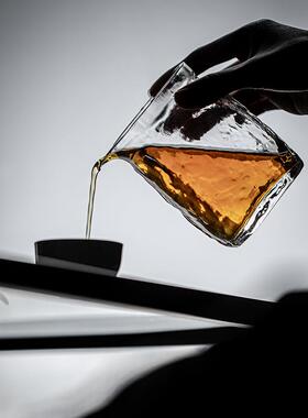 束刻公道杯高硼硅玻璃日纹式目四方DGT锤茶海茶道家用匀配杯件