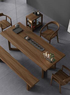 新中式全木实木桌椅组茶合茶店FQF酒店接待功夫茶台家用客厅原茶