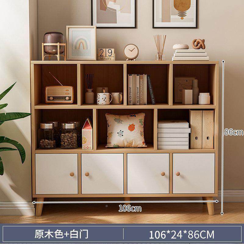 见详情书柜置物柜落地书架简约窄柜家柜用客厅由组合格子实木储自
