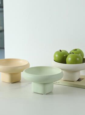 油风品创意高收脚陶瓷水果盘托盘现代客厅软装饰奶首HQH饰纳盘摆