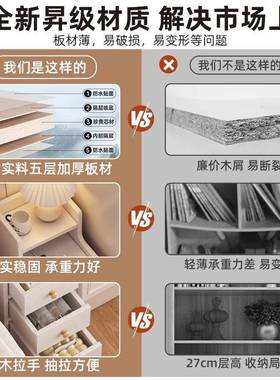 床头柜小型室储物收纳柜一体BPL卧边子极窄床夹缝小柜简易迷你置