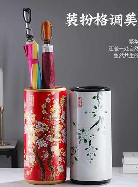 式陶落地花桶干花美花收纳桶客厅轻奢插复古F88H7586装饰花插花瓷