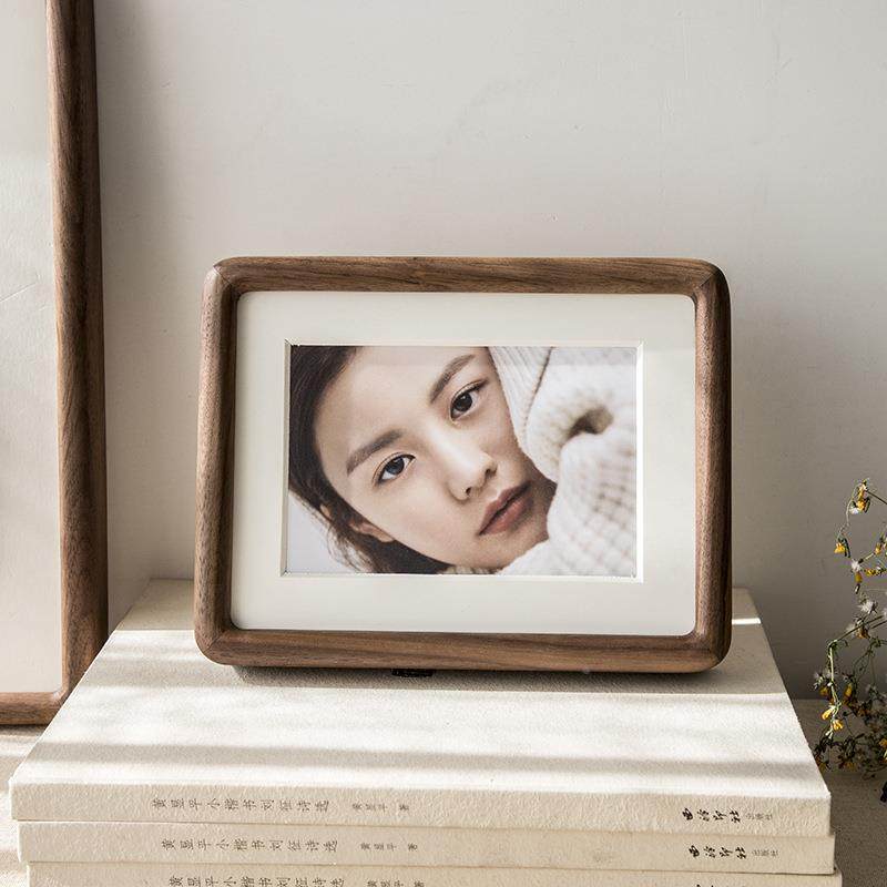 Y榫卯321实木胡创意桃木榫卯相框台高级感6寸寸78寸洗照片做摆成