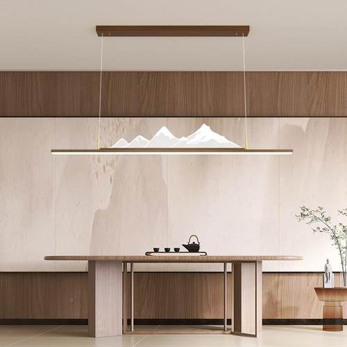 新中式房餐厅吊灯桌长条192木纹中国风禅意简吧台书山水茶室茶灯