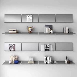 中无品牌/古墙上壁挂不锈钢置物架一字搁书厅架客墙背板景装饰陈