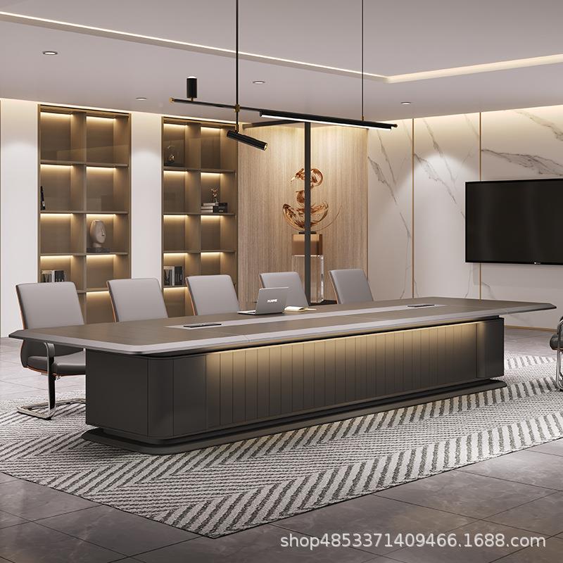 大型办公烤会议桌长桌简现代会约议室洽端谈桌子10029A漆高轻奢办