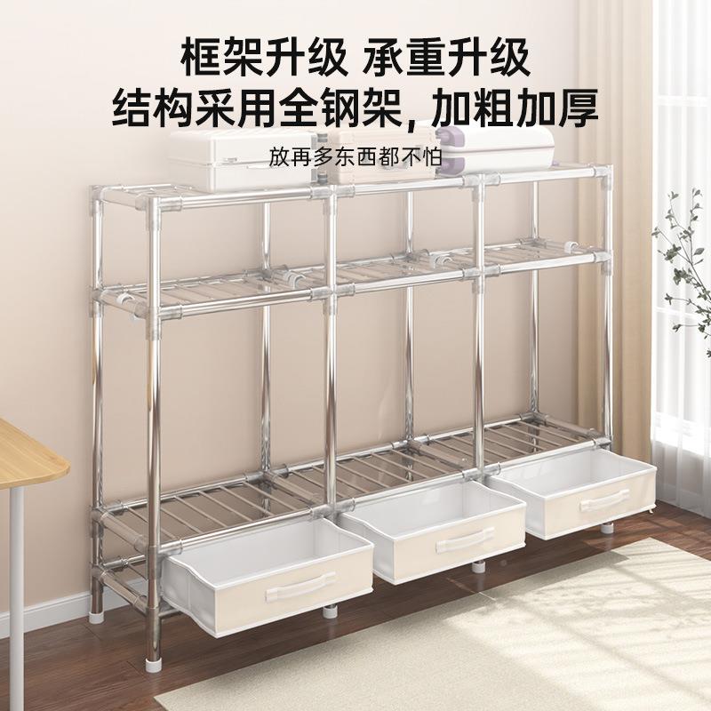 简易租衣柜室家用卧出房23合金-布衣柜加粗全钢架带抽屉小型户型