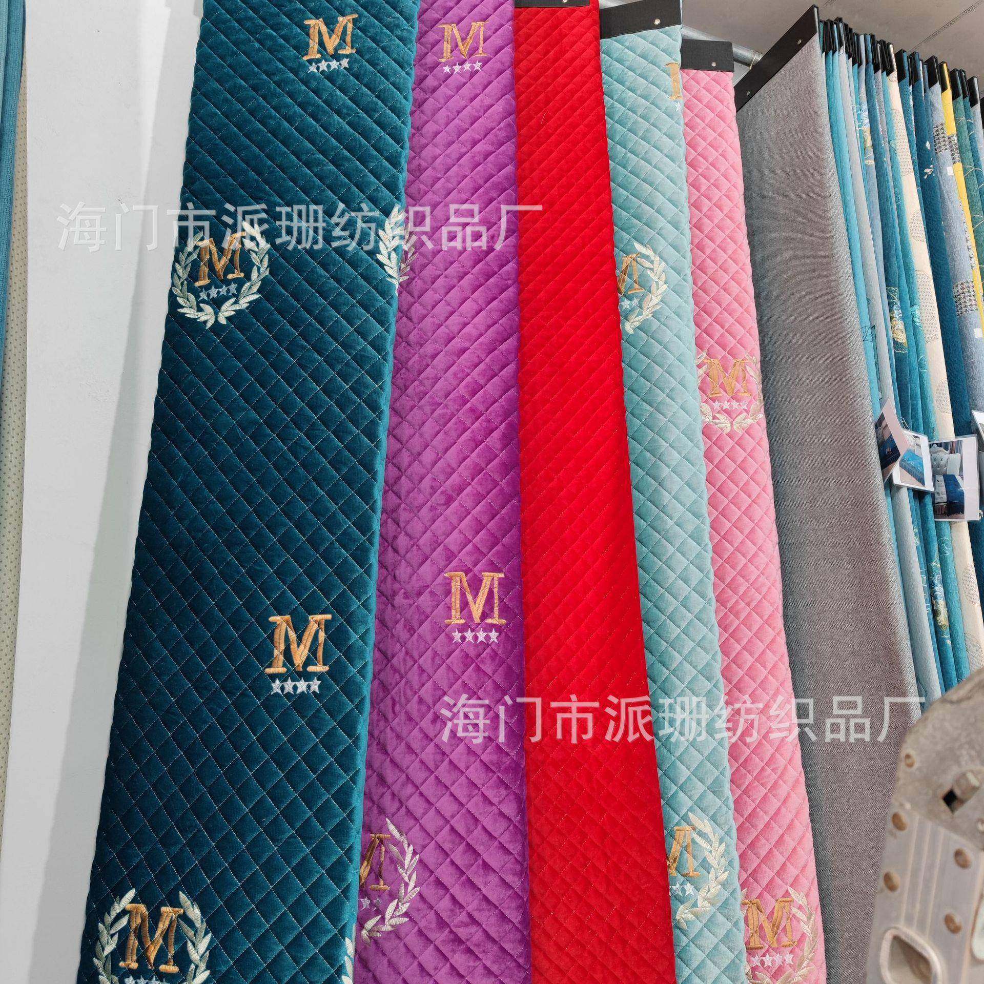 沙发垫半棉成品缝夹绗布料滑荷兰绒绣夹棉防绣花卧铺车垫