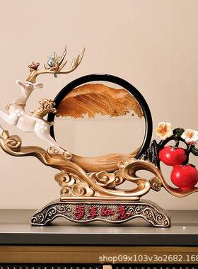 鹿中式客厅饰摆新家新居件招财鹿，品创意玄关电视柜桌面摆件装朋