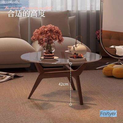 郝帮几法复古小26502户型茶几可移茶动现式代简约圆形阳客厅茶几