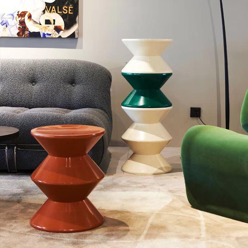 北欧in形s家SL用换鞋简凳客厅板凳儿童料矮凳约小塑凳子沙漏圆凳