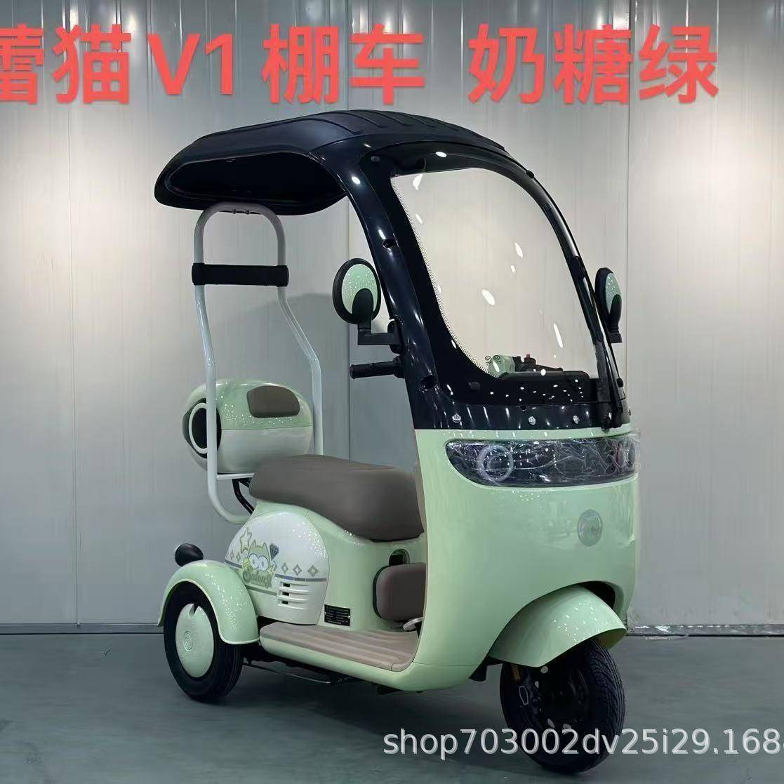 国标目棚芭蕾猫录电车三轮车老年代步动车车子单车接送孩子上亲学