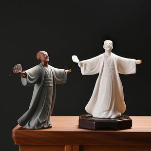 中式家摆居玄风历史人物诸JAT葛亮孔明件陶瓷呼唤雨禅意客厅关装