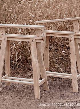 木降款桌腿20684支架工台作复古做旧拍照实道具桌子升台面原木条