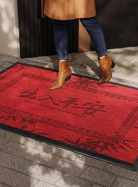 高端加别墅红色垫入户门垫大门耐脏厚户梅影-平外滑地垫子家用进
