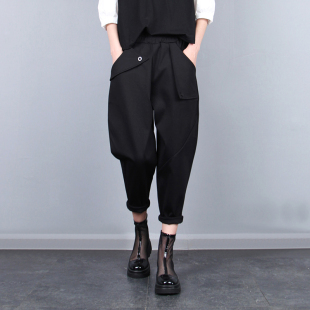 女七分休闲裤 萝卜裤 宽松显瘦大码 老爹裤 不对称高腰哈伦裤 2021夏季