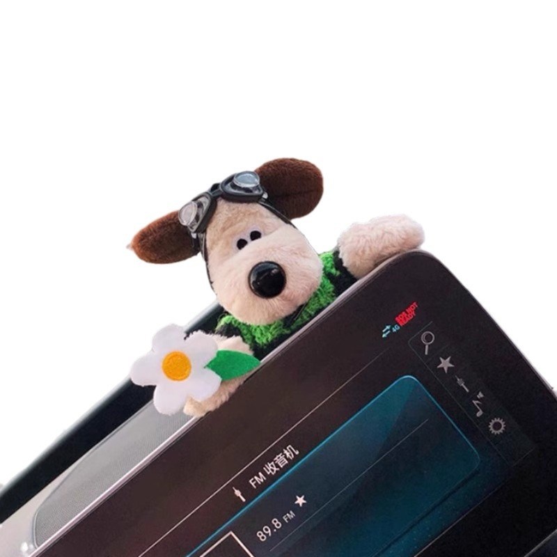 飞行员狗车内装饰用品摆件中控显示屏幕趴趴汽车怀挡车载玩偶公仔