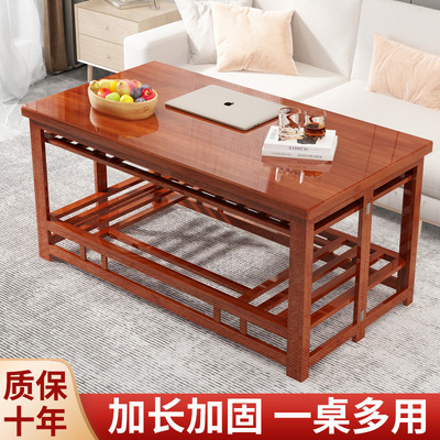 湖南烤火桌子家用新款长方形折叠楠竹烤火架取暖桌实木1.2米茶1.5