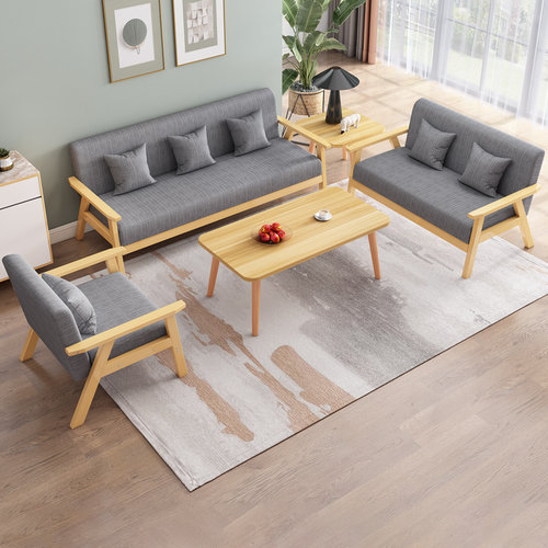 布艺沙发客厅清漆2024新款现代小户型沙发茶几出租房双人简易沙发