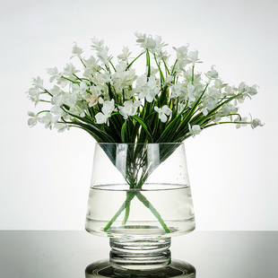 明瑞制品新款水晶无铅玻璃台面宽口花瓶欧式烛台餐桌花仿真花摆件