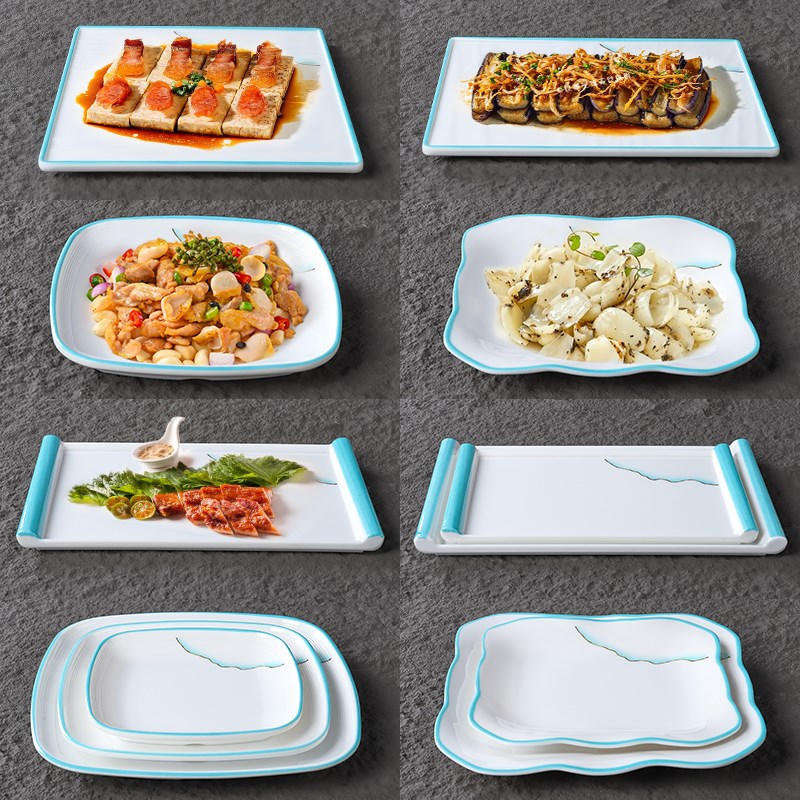 特色餐盘密胺仿瓷方盘西餐牛排鹅肝商用平盘餐厅糕点甜品专用餐具