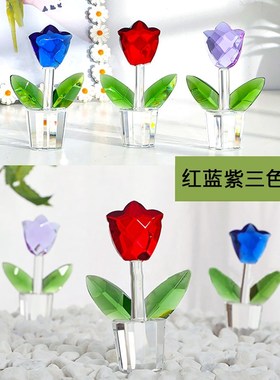 仿真郁金香小盆栽办公室绿植花卉迷你摆件玄关柜台装饰品拍照道具