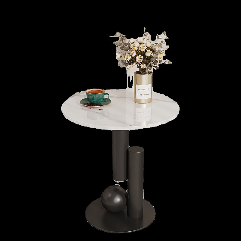 奶油风椭圆形岩板茶几现代简约边几客厅家用高级感小户型茶几