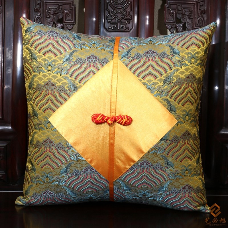 艺必旭 真丝云锦皇家琵琶扣沙发靠垫 抱枕 靠枕创意靠包抱枕