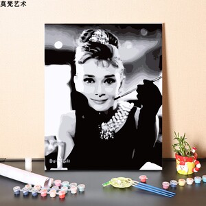 数字油画diy手工填充明星人物赫本涂色手绘填色装饰丙烯油彩画画