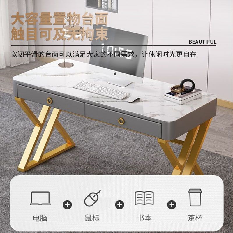 岩板书桌面多功能现代电脑台式卧室简约写字家用学习桌简易办公桌